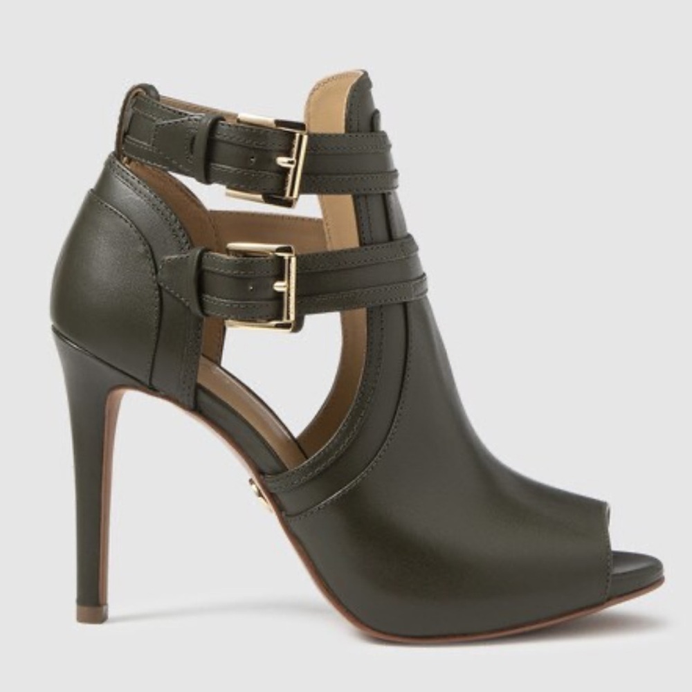 Michael Kors Blaze open toe bootie - Olive leather